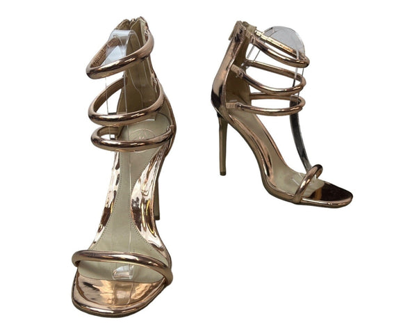 Misguided Women's Rose Gold Strapped Heels Sz 7.5 - NWOB