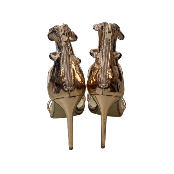 Misguided Women's Rose Gold Strapped Heels Sz 7.5 - NWOB