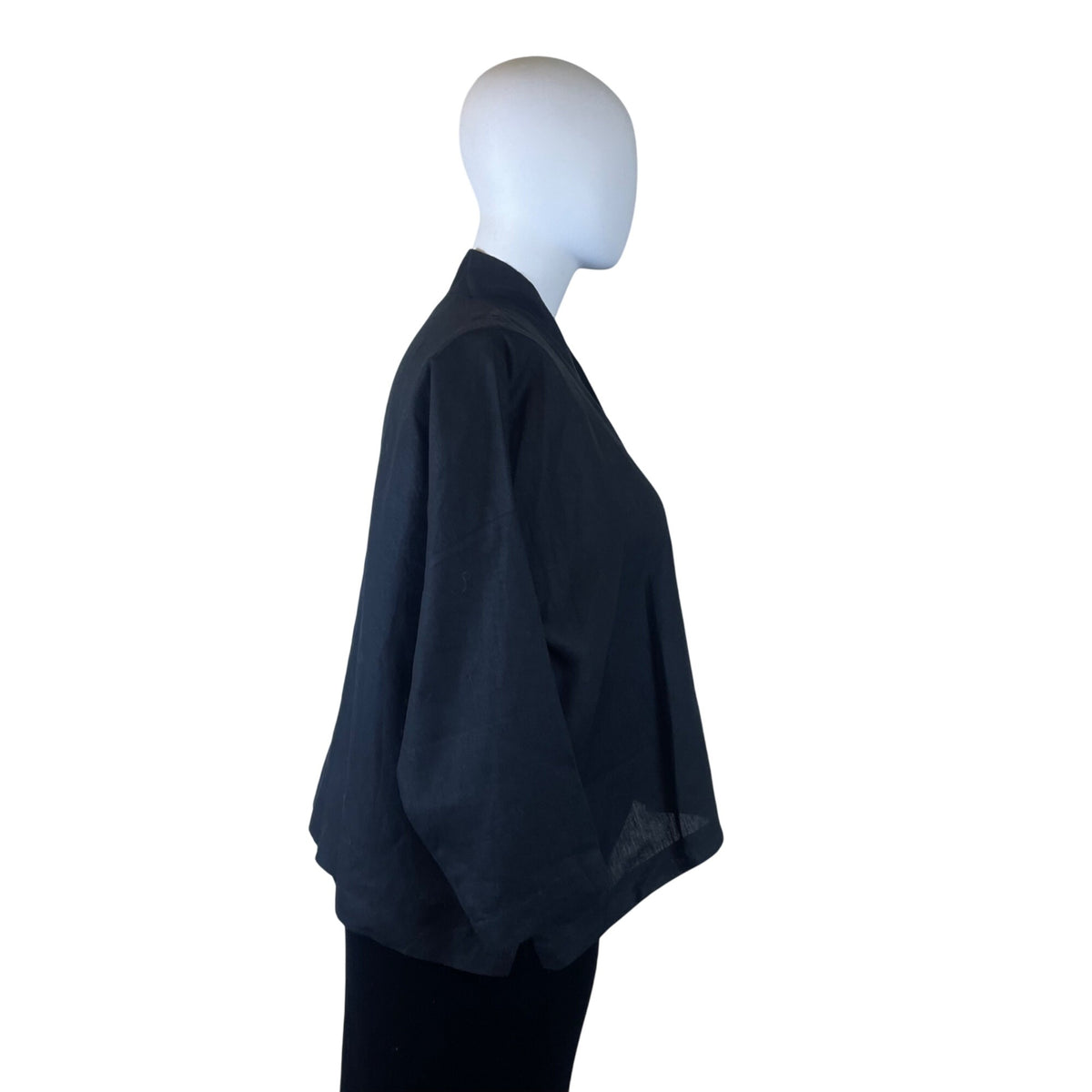 Eskandar Womens Black 100% Linen Button Front BlouseLong Sleeve Elegant Size 1