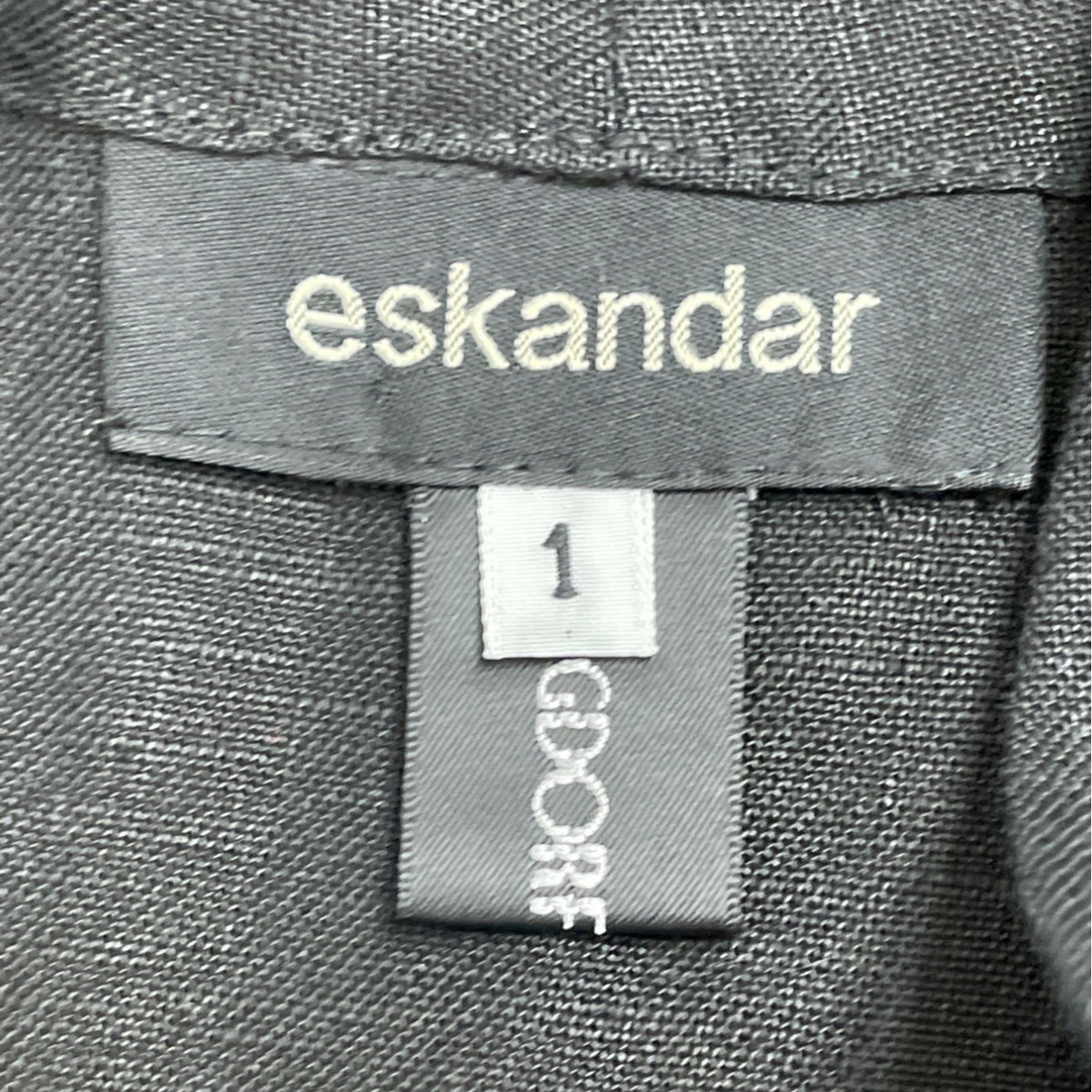 Eskandar Womens Black 100% Linen Button Front BlouseLong Sleeve Elegant Size 1