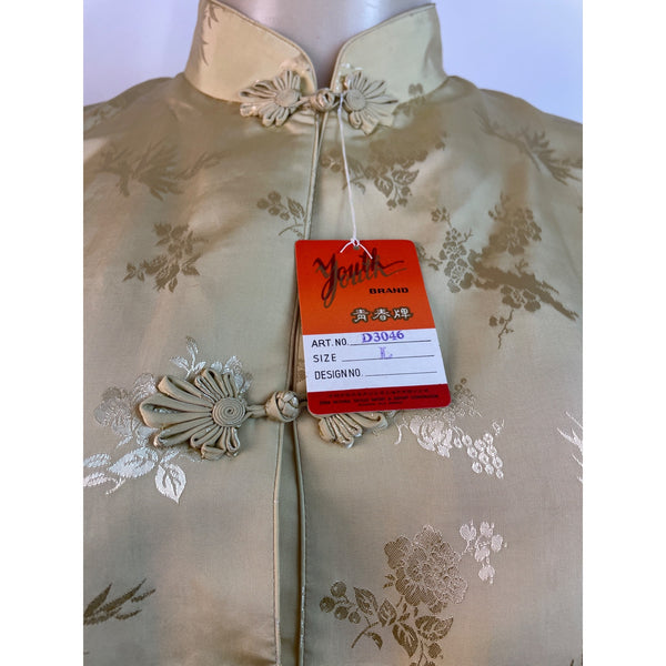 Youth Women Pajama Gold Silk Brocade Two-Piece Outfit Sz L - New
