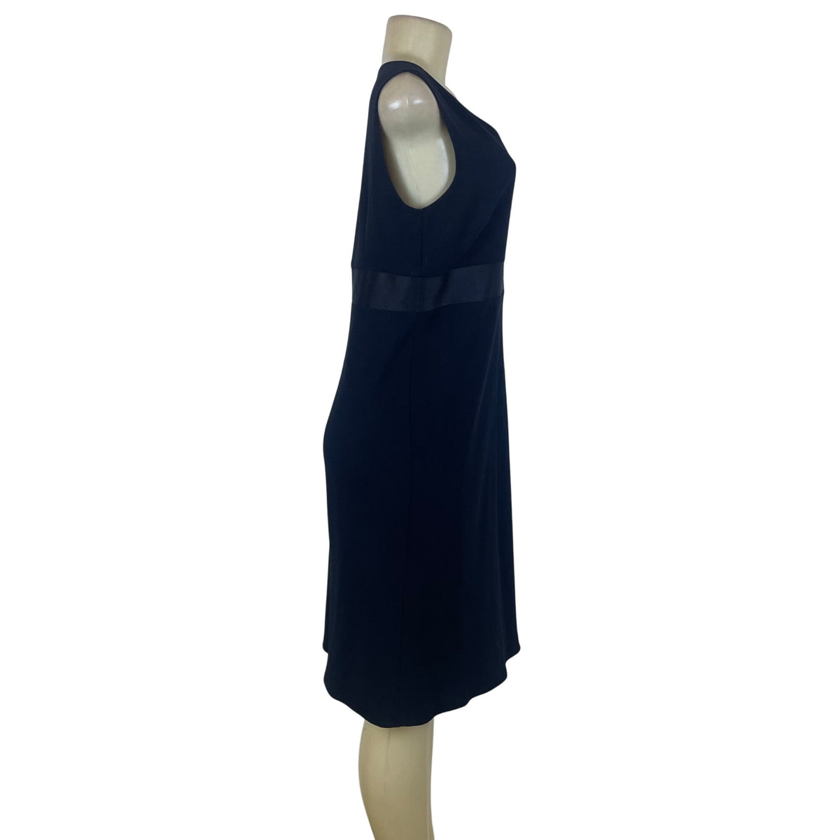 Ann Taylor Loft Womens Black Sleeveless Shift Dress Rhinestone Belt Detail Sz 10