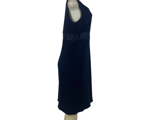 Ann Taylor Loft Womens Black Sleeveless Shift Dress Rhinestone Belt Detail Sz 10