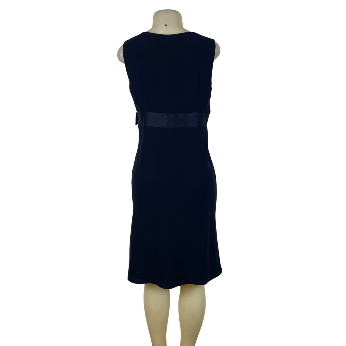 Ann Taylor Loft Womens Black Sleeveless Shift Dress Rhinestone Belt Detail Sz 10