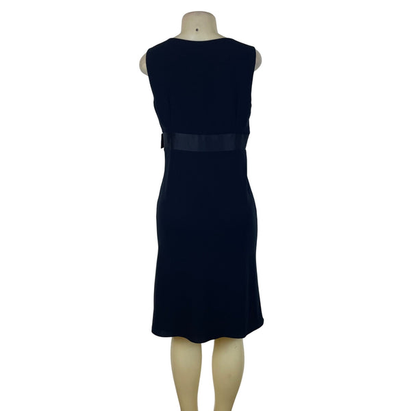 Ann Taylor Loft Womens Black Sleeveless Shift Dress Rhinestone Belt Detail Sz 10