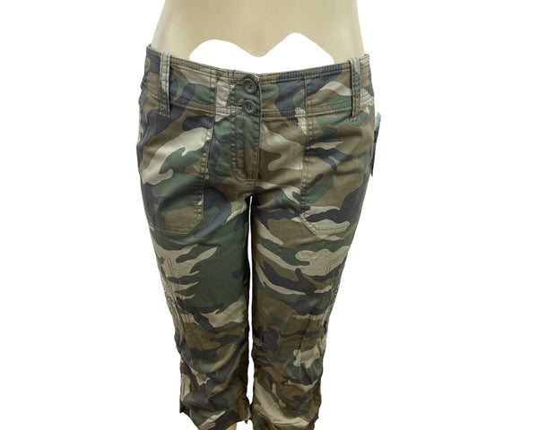INC Womens Olive Camouflage Capri Cargo Pants With Rhinestones Sz 6 - New