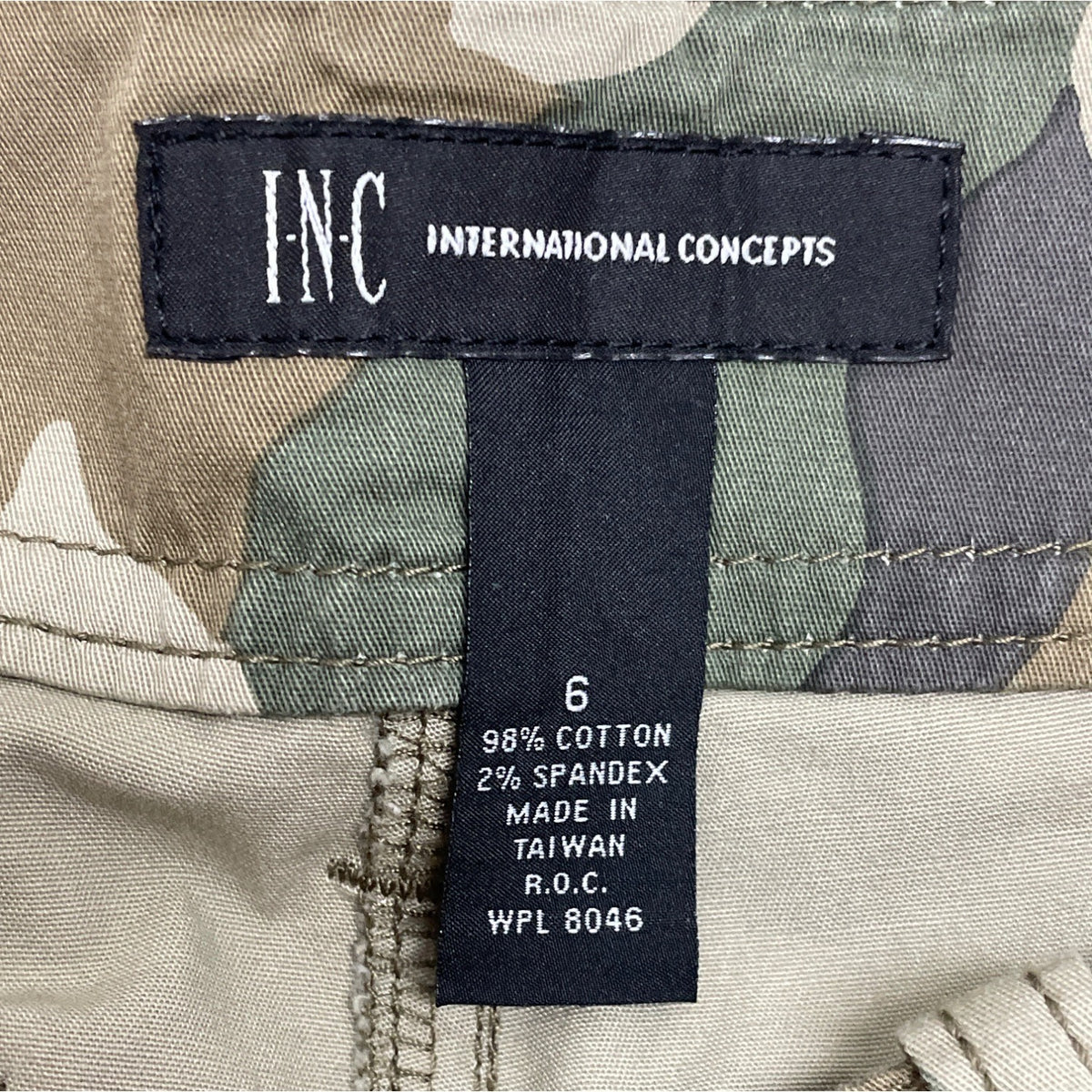 INC Womens Olive Camouflage Capri Cargo Pants With Rhinestones Sz 6 - New