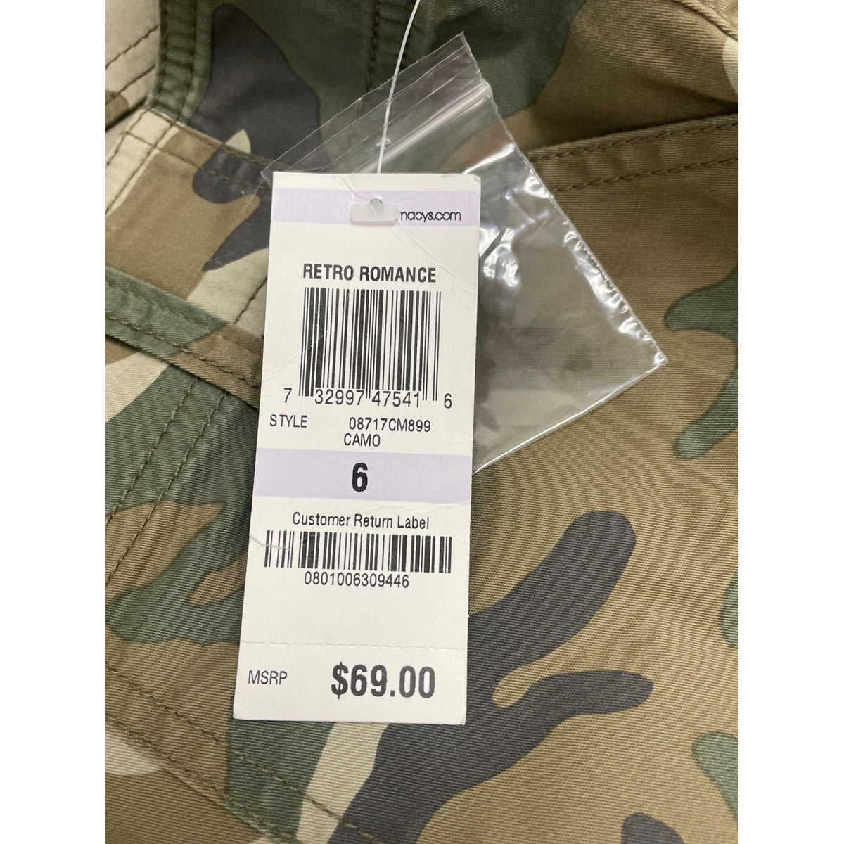 INC Womens Olive Camouflage Capri Cargo Pants With Rhinestones Sz 6 - New
