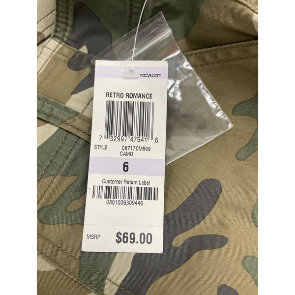 INC Womens Olive Camouflage Capri Cargo Pants With Rhinestones Sz 6 - New