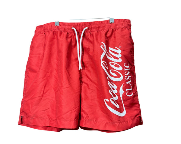Forever 21 Mens Red Coca-Cola Swim Shorts Classic Logo Mesh Lining Size Large
