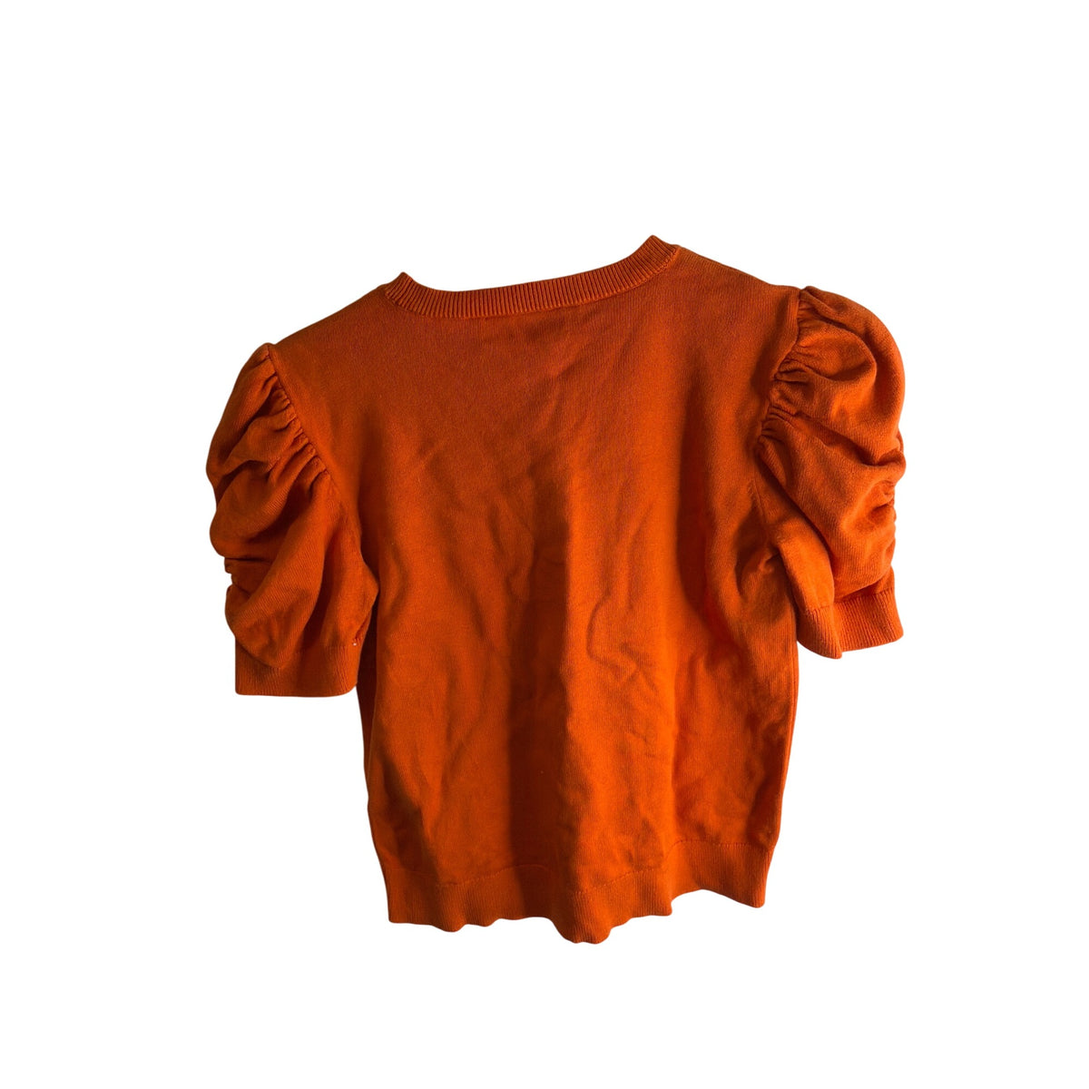 Lauren Ralph Lauren Womens Orange Short Sleeve Puff Shoulder Knit Sweater SP Casual