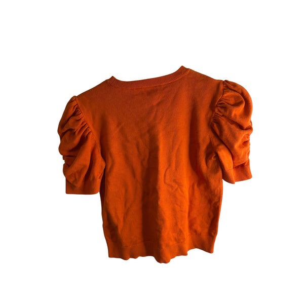 Lauren Ralph Lauren Womens Orange Short Sleeve Puff Shoulder Knit Sweater SP Casual