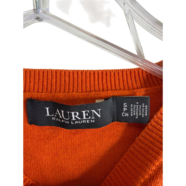 Lauren Ralph Lauren Womens Orange Short Sleeve Puff Shoulder Knit Sweater SP Casual