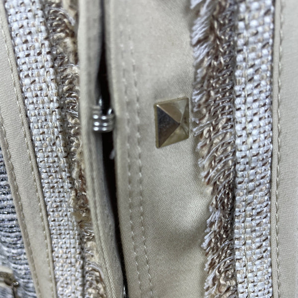 White House Black Market Women's Jacket Silver & Cream Open Front Modern Size 4