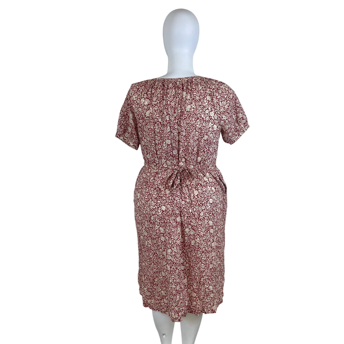 Faherty Red White Floral Button Front Midi Dress Womens Sz M - New