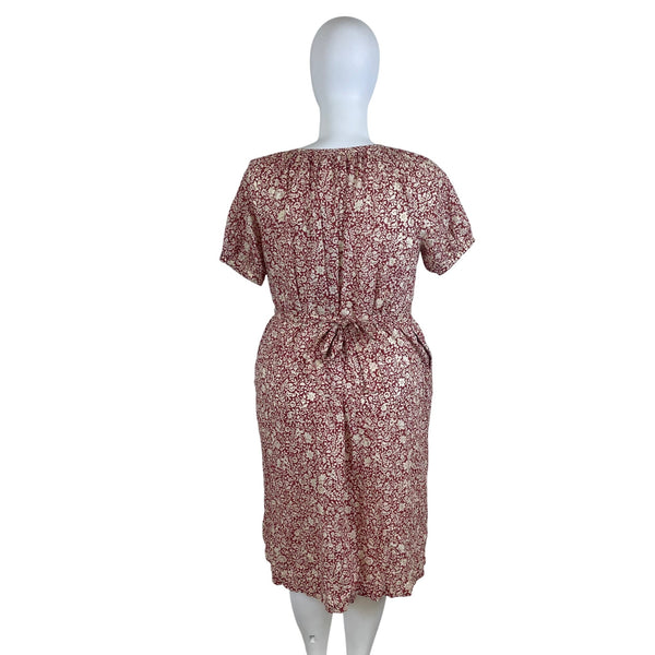 Faherty Red White Floral Button Front Midi Dress Womens Sz M - New