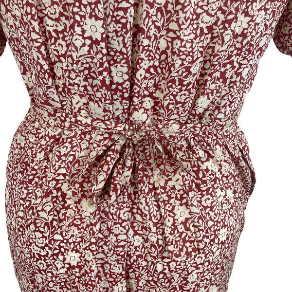 Faherty Red White Floral Button Front Midi Dress Womens Sz M - New