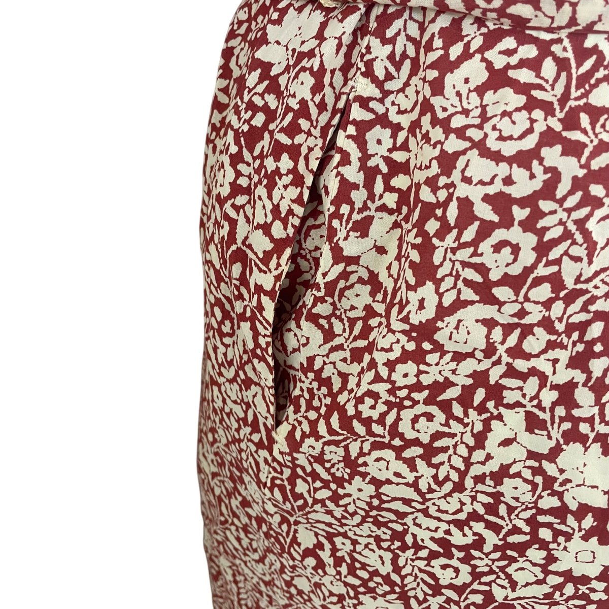 Faherty Red White Floral Button Front Midi Dress Womens Sz M - New