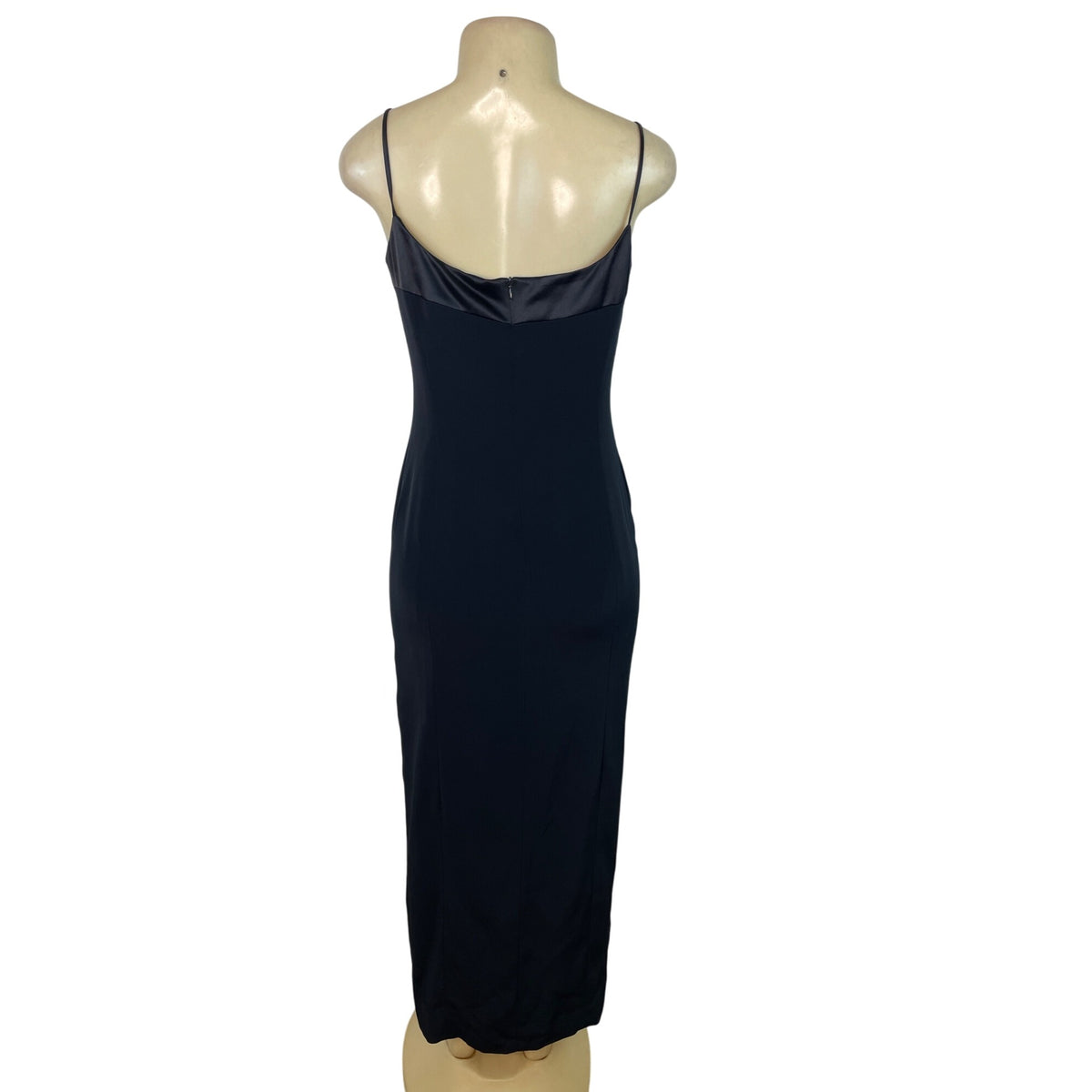 Jones New York Evening Black Spaghetti Strap Midi Dress Satin Trim Womens Size 6