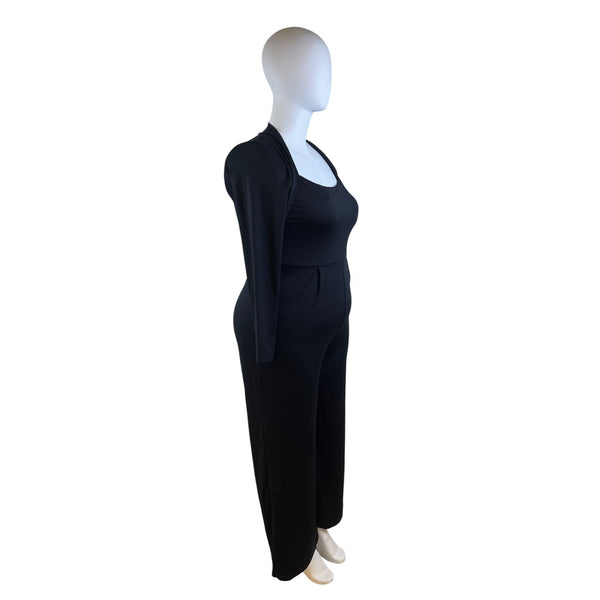 Halara Women's Black Jumpsuit Long Sleeve Wide-Leg Sz L - New
