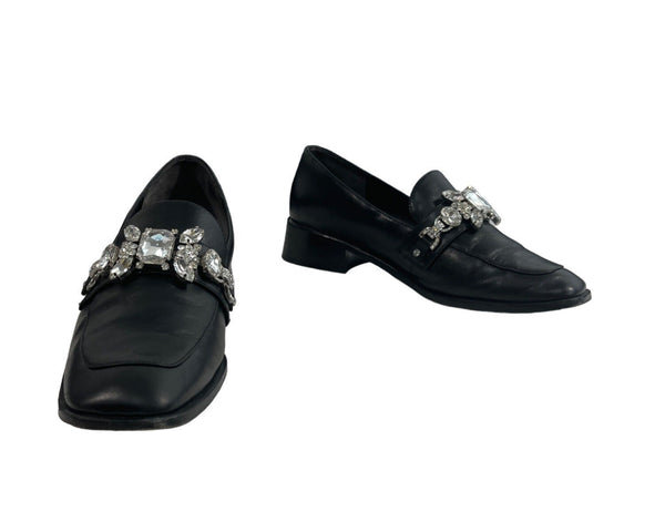 Marc Jacob’s Black Leather Gem Rhinestone Strap Dress Shoes Sz 41 (9.5 US)