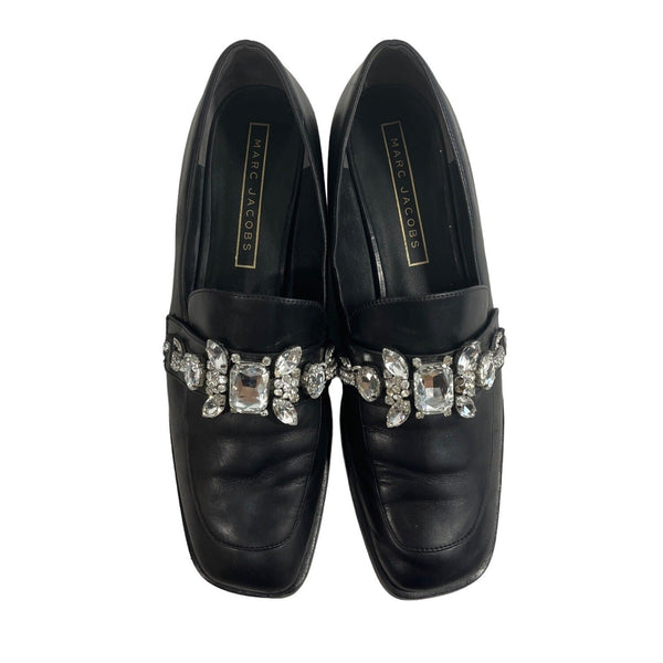 Marc Jacob’s Black Leather Gem Rhinestone Strap Dress Shoes Sz 41 (9.5 US)
