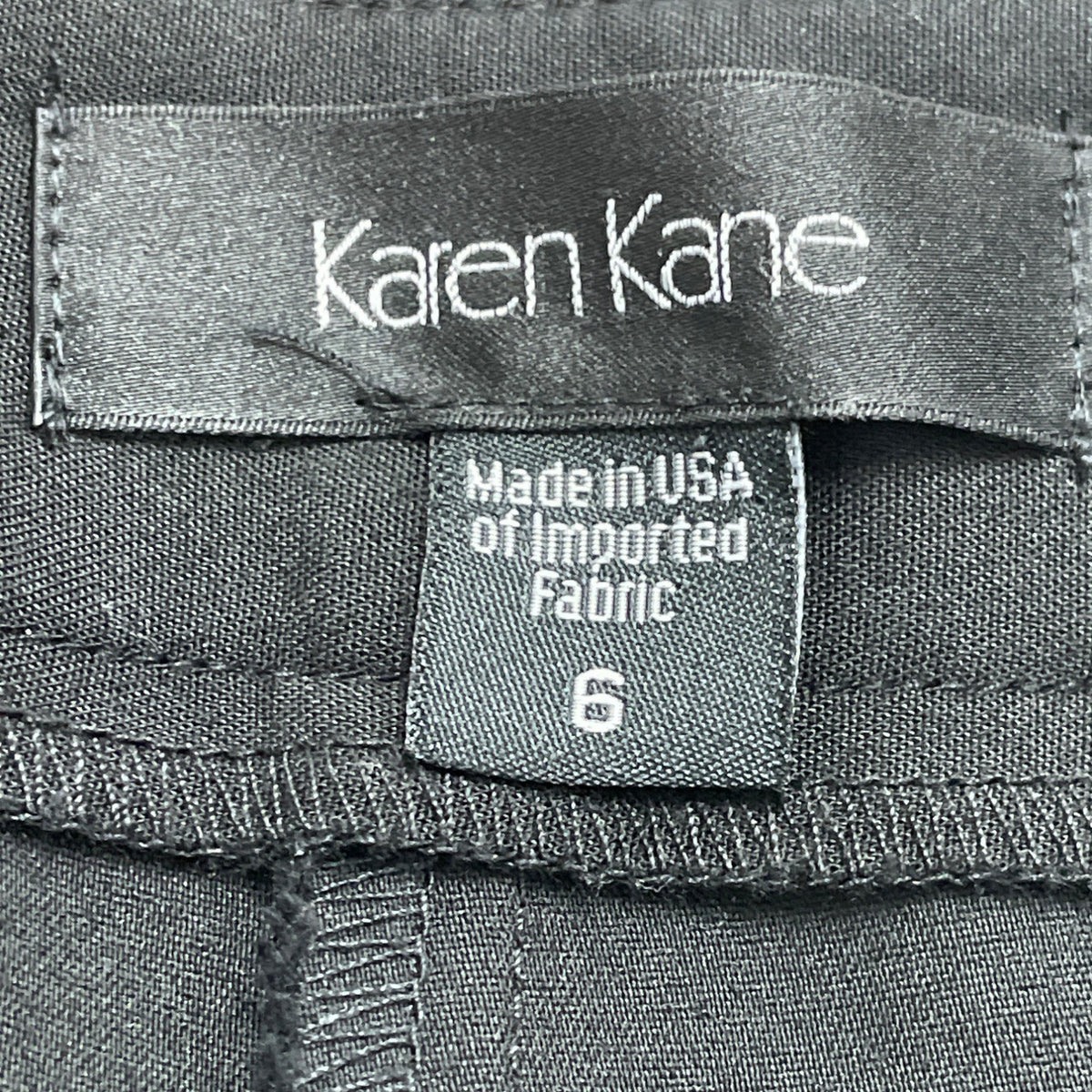 Karen Kane Women’s Black Stretch Pants Slim Fit Ankle Length Button Size 6
