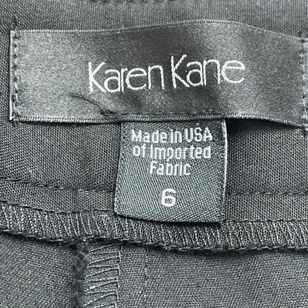 Karen Kane Women’s Black Stretch Pants Slim Fit Ankle Length Button Size 6