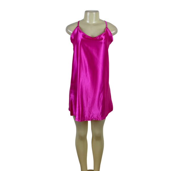 Lily By Firmiana Satin Women’s Pink Floral Two-Piece Robe & Slip Dress Nightwear Set Medium Lightweight