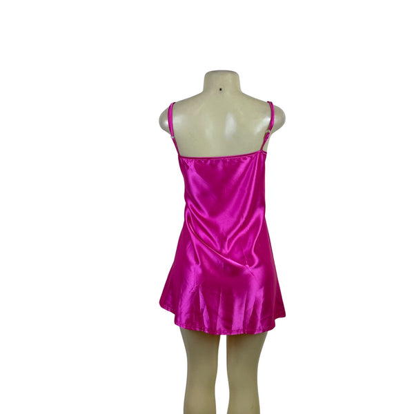 Lily By Firmiana Satin Women’s Pink Floral Two-Piece Robe & Slip Dress Nightwear Set Medium Lightweight