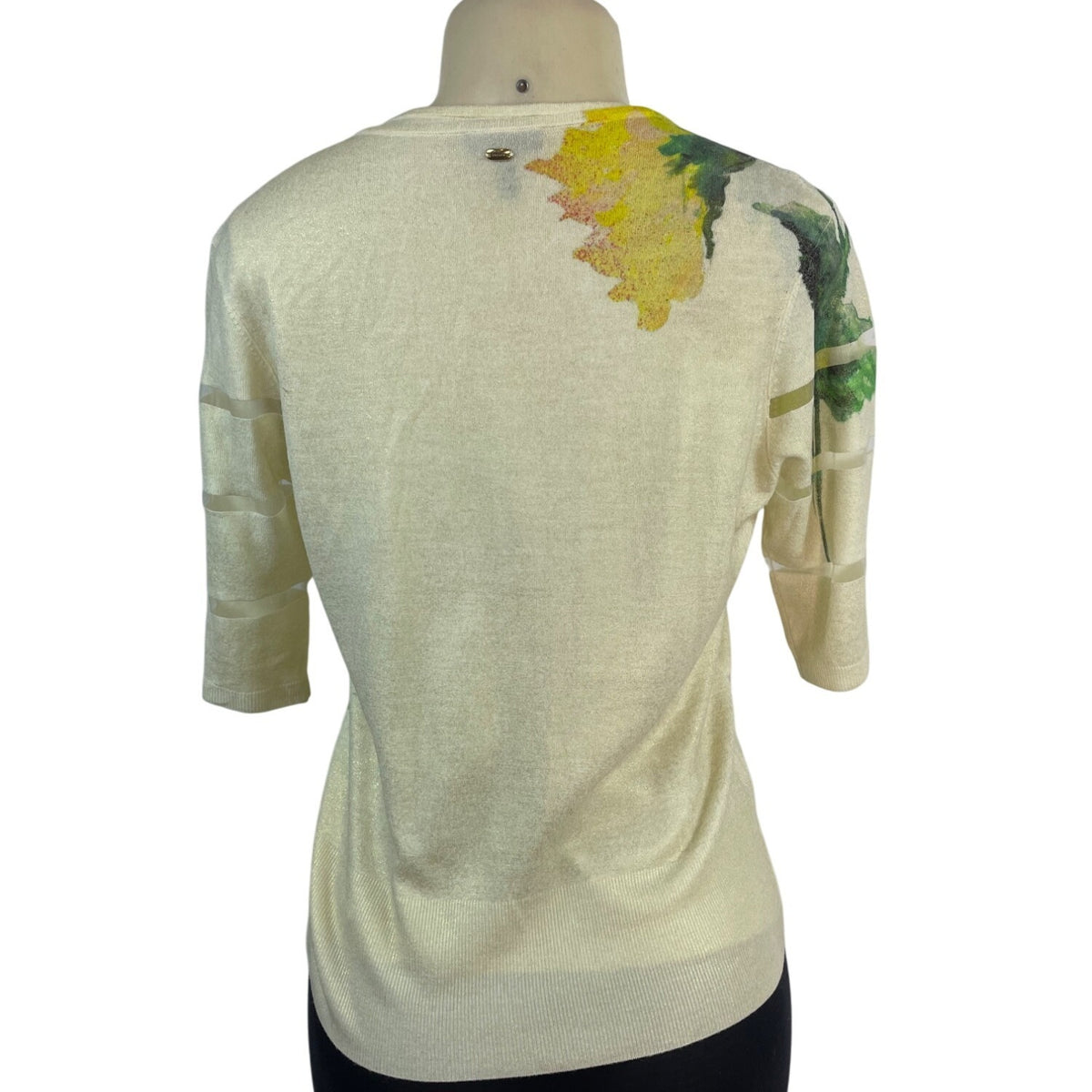 Escada Women’s Floral Sleeveless Top & Matching Cardigan Set Beige Yellow Sz M