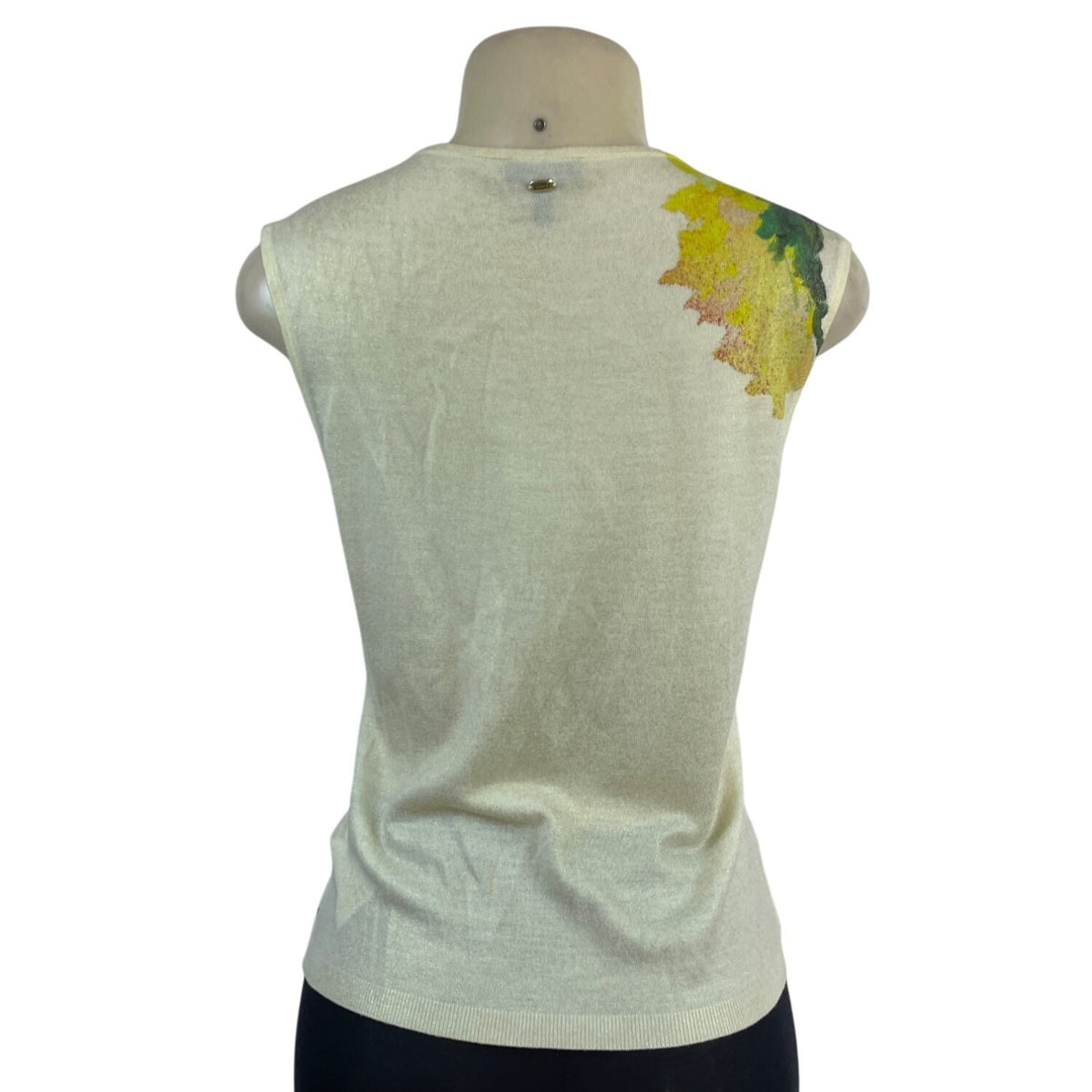 Escada Women’s Floral Sleeveless Top & Matching Cardigan Set Beige Yellow Sz M