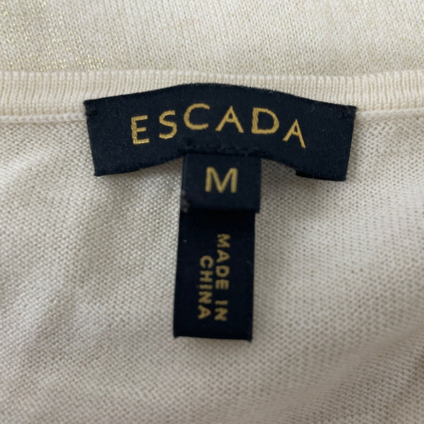 Escada Women’s Floral Sleeveless Top & Matching Cardigan Set Beige Yellow Sz M