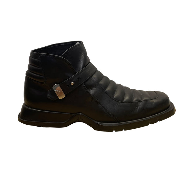 Air Jordan Men’s Black Leather Mid-Top Strapped Two3 Da’Catti Biker Boots Sz 12