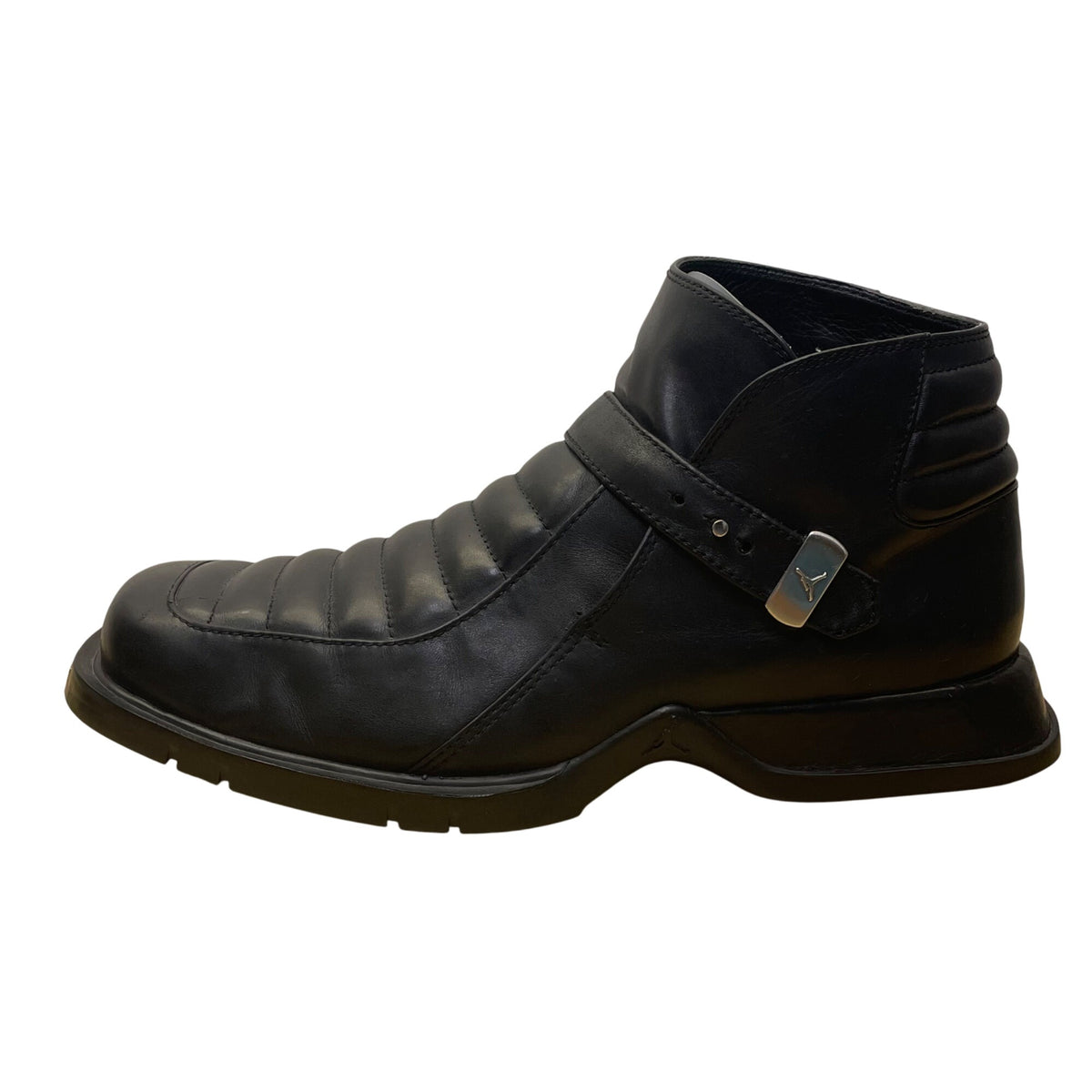 Air Jordan Men’s Black Leather Mid-Top Strapped Two3 Da’Catti Biker Boots Sz 12