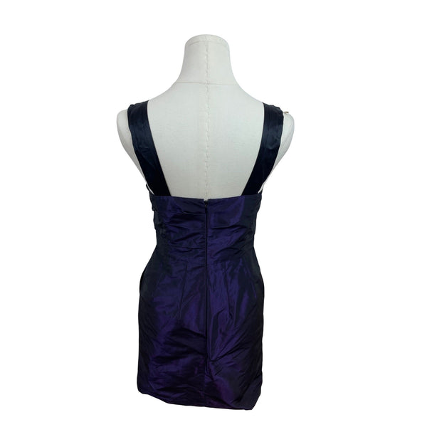 Banana Republic Purple & Black Satin Sleeveless Mini Dress With V-Neckline Sz 0