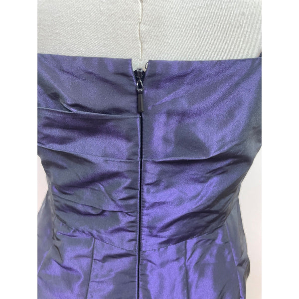 Banana Republic Purple & Black Satin Sleeveless Mini Dress With V-Neckline Sz 0