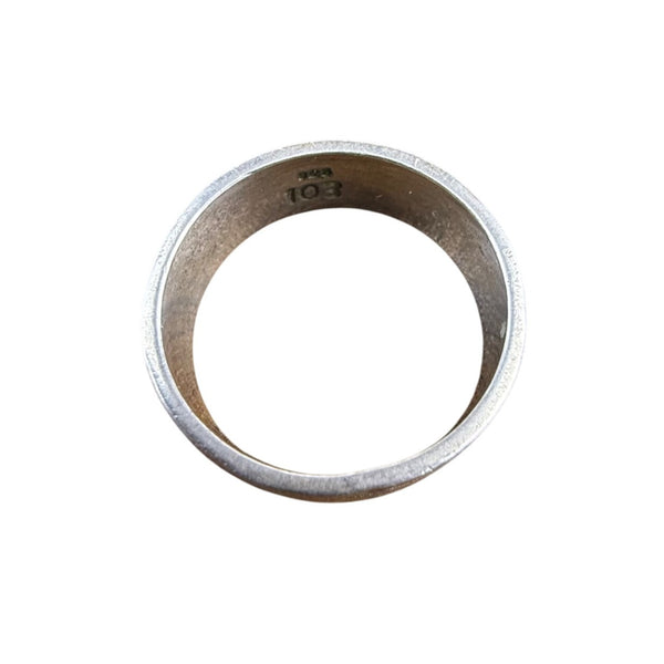 Sterling Silver 925 Mens Wide Band Ring Polished With Triple Groove Design