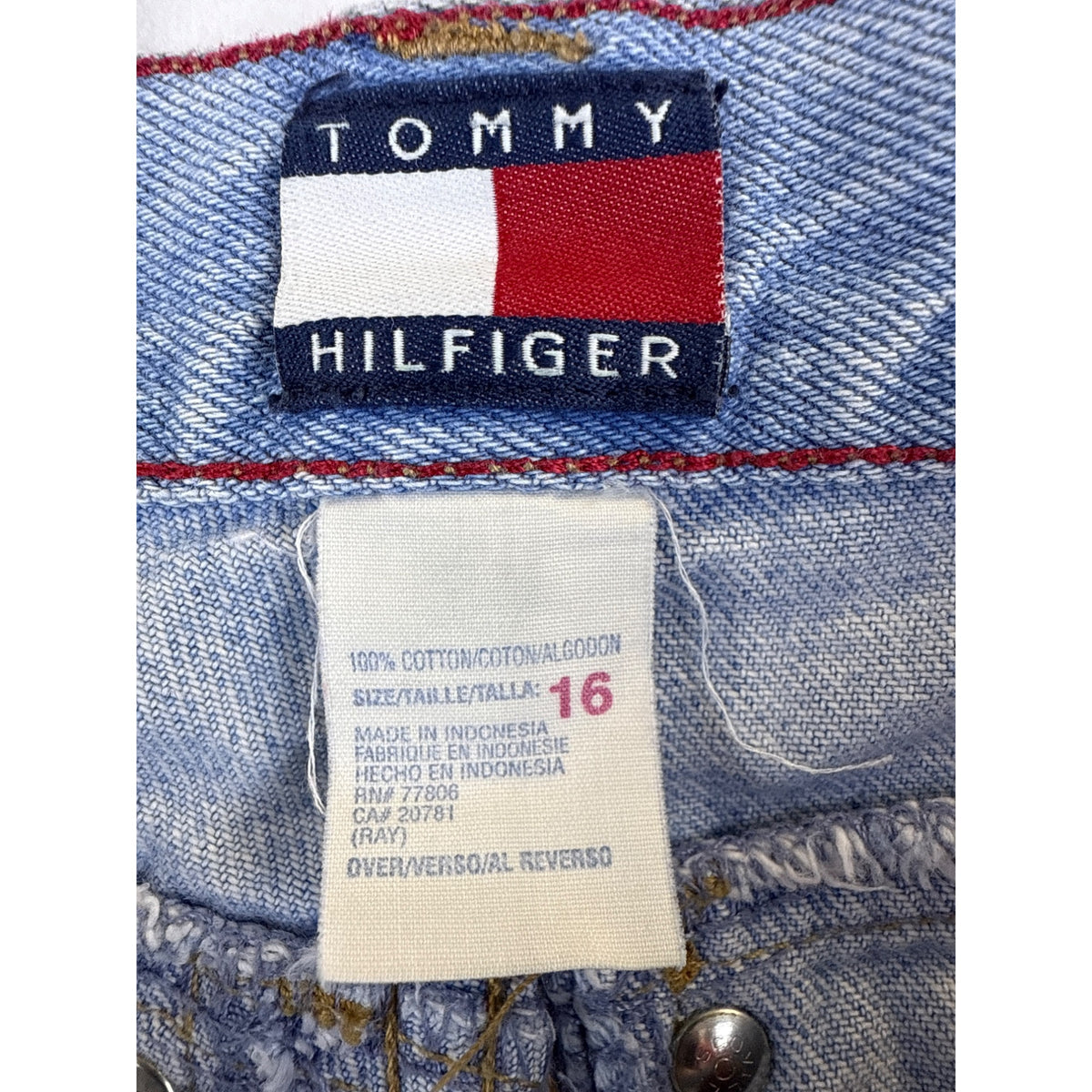 Vyg Tommy Hilfiger Mens Light Blue Denim Jean Shorts 100% Cotton Size 16 Casual Classic