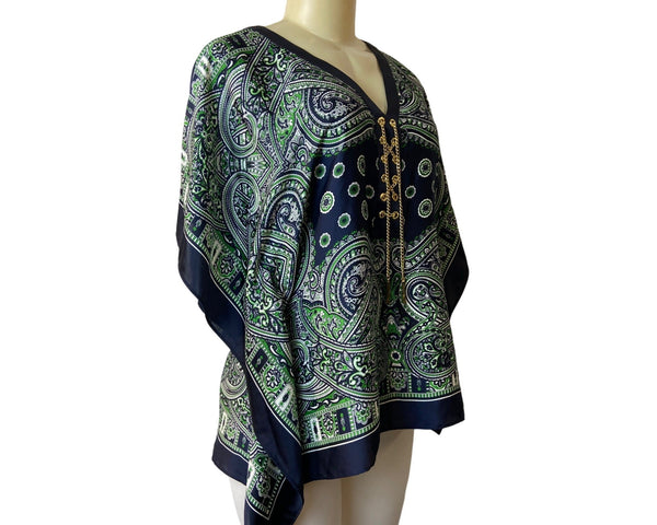 Michael Women's Blue Paisley Blouse Sz S/M - NWT