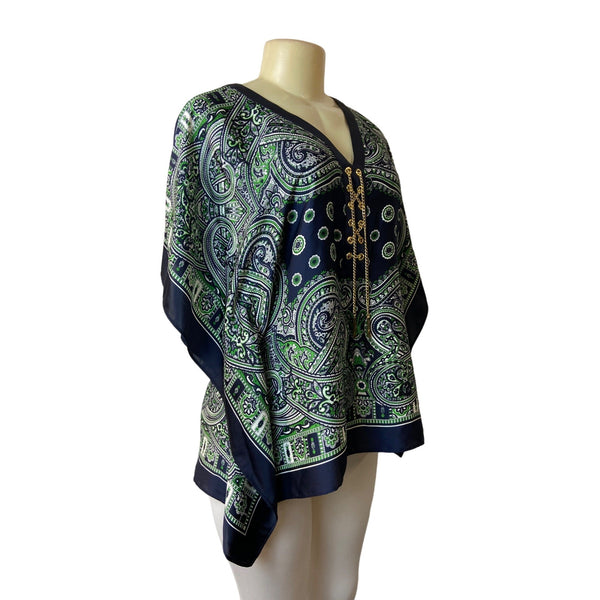 Michael Women's Blue Paisley Blouse Sz S/M - NWT