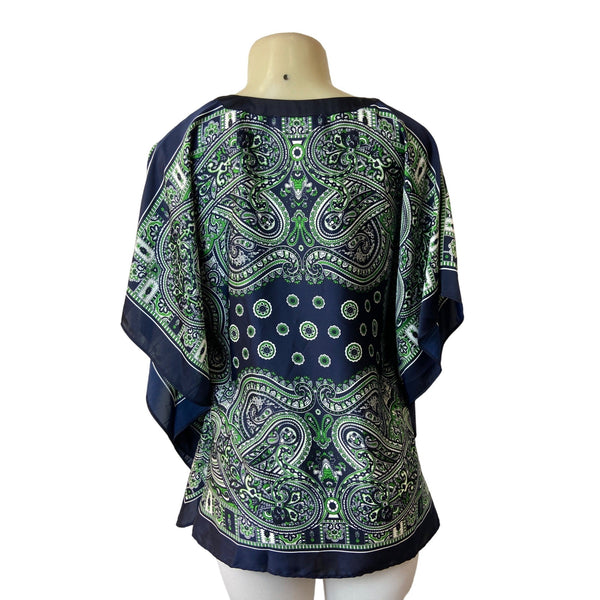 Michael Women's Blue Paisley Blouse Sz S/M - NWT
