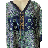Michael Women's Blue Paisley Blouse Sz S/M - NWT