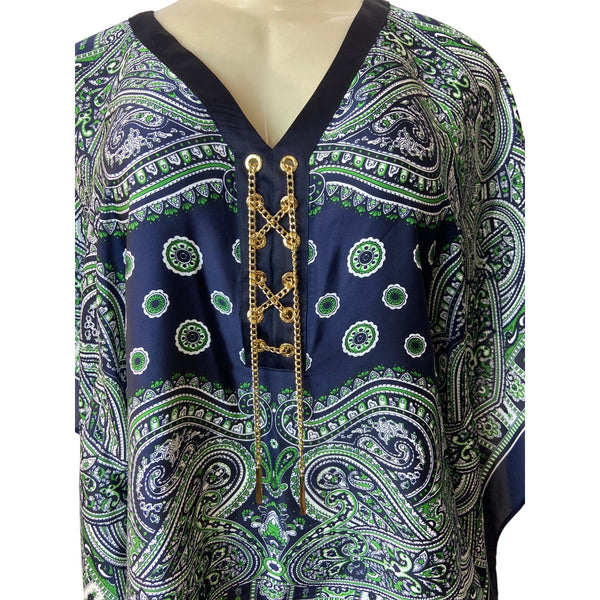 Michael Women's Blue Paisley Blouse Sz S/M - NWT