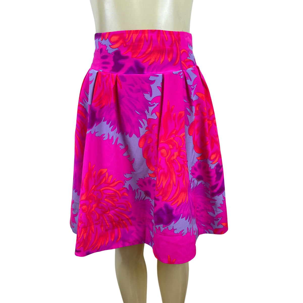 Nanette Lepore Womens Pink Purple 100% Silk Floral A-Line Skirt Size 0