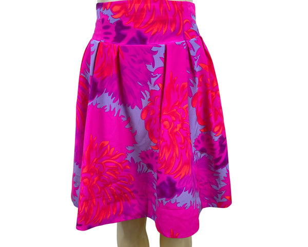 Nanette Lepore Womens Pink Purple 100% Silk Floral A-Line Skirt Size 0