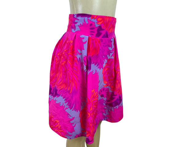 Nanette Lepore Womens Pink Purple 100% Silk Floral A-Line Skirt Size 0