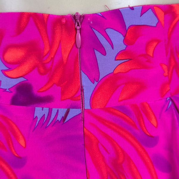 Nanette Lepore Womens Pink Purple 100% Silk Floral A-Line Skirt Size 0