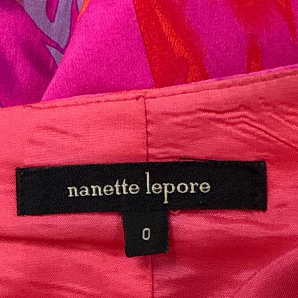 Nanette Lepore Womens Pink Purple 100% Silk Floral A-Line Skirt Size 0