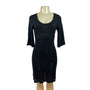 Say What Black Knit Dress With Scoop Neck & Waist Tie 3/4 Bell Sleeves Size L